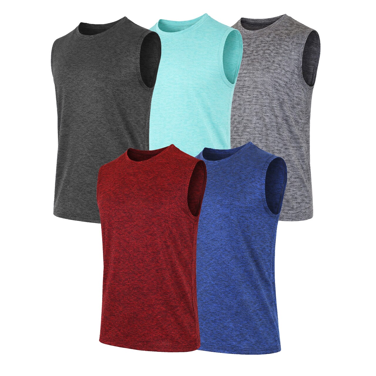 Galaxy Kick Start Gear Men's Moisture-Wicking Wrinkle Free Performance Muscle Tee -5 Pack
